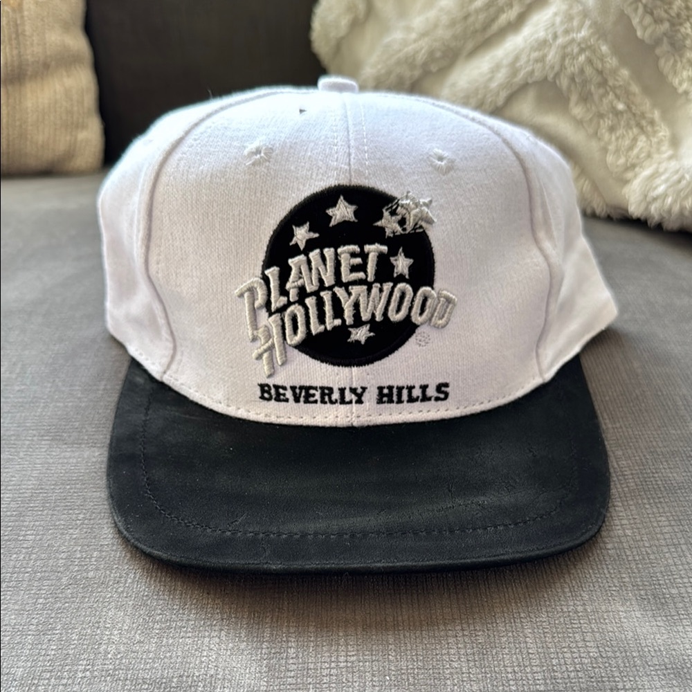 Vintage Planet Hollywood Beverly Hills Hat / Velcro / 1995 / Synthetic Leather